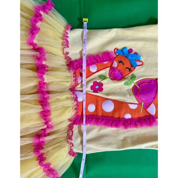 Emily Rose Girls Yellow & Pink Dress. Giraffe Size 7, Tulle Sleeveless - Picture 4 of 4